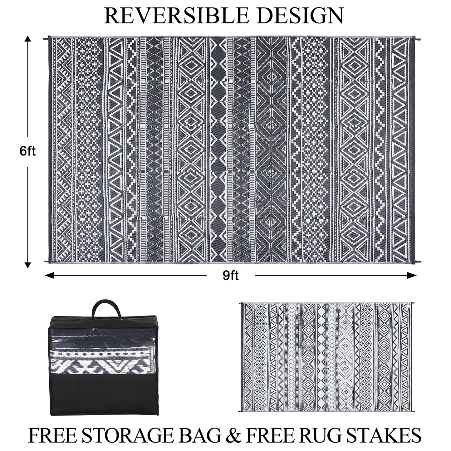 Garvee Waterproof Double-Sided Outdoor Plastic Straw Rug