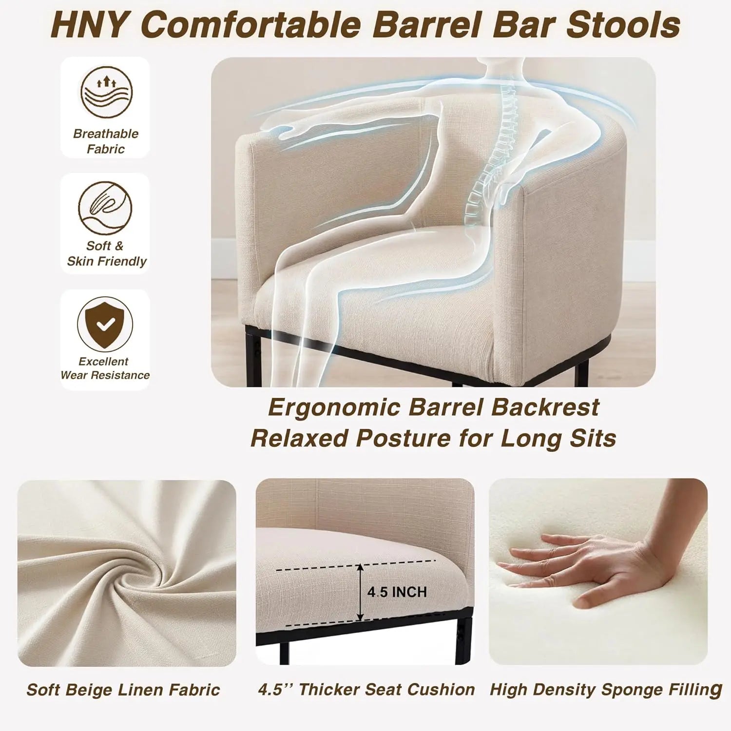 HNY Modern Linen Upholstered 24" Counter Stool  11. Dinner Plates