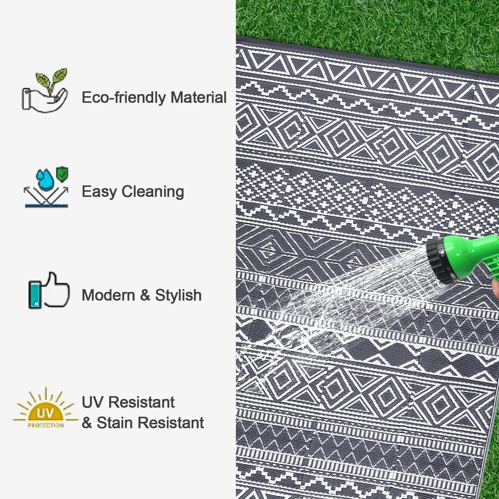 Garvee Waterproof Double-Sided Outdoor Plastic Straw Rug