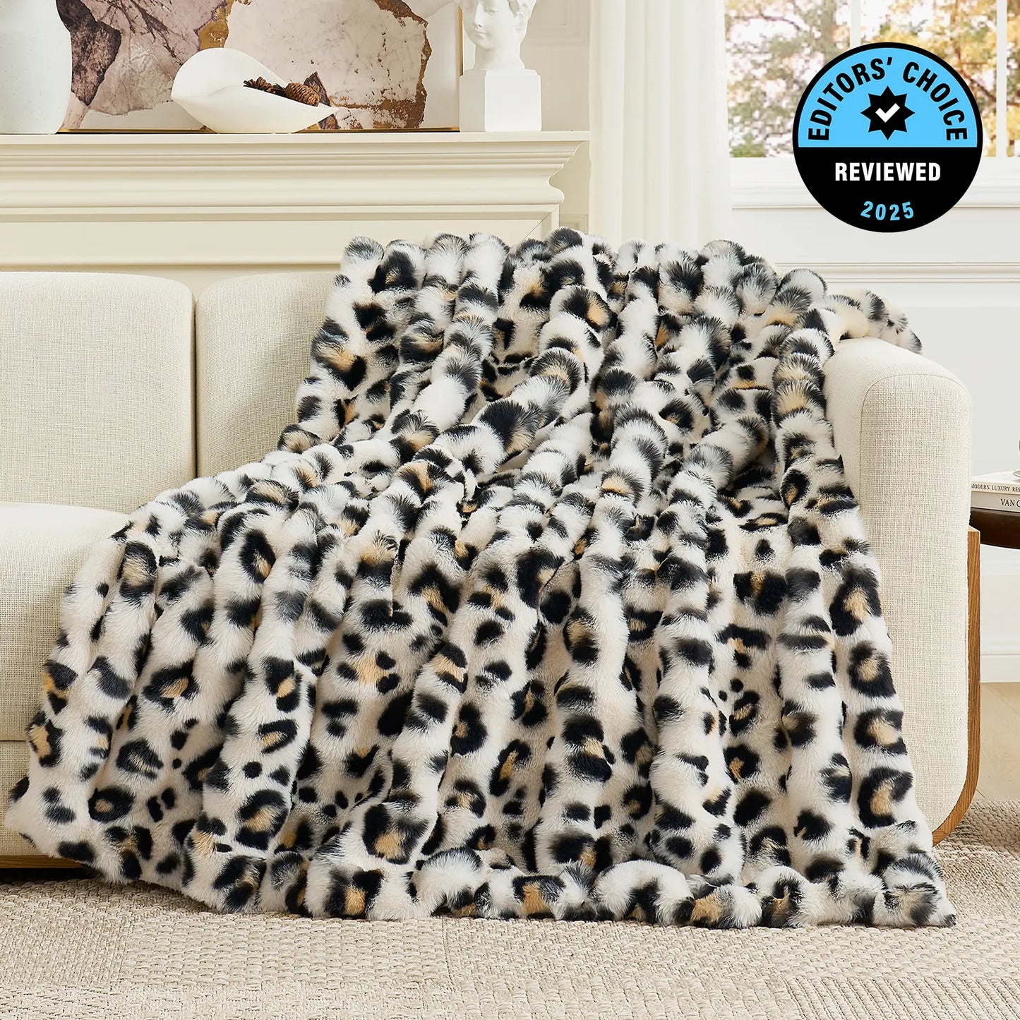 Cozy Bliss Faux Rabbit Fur Bubble Throw Blanket  