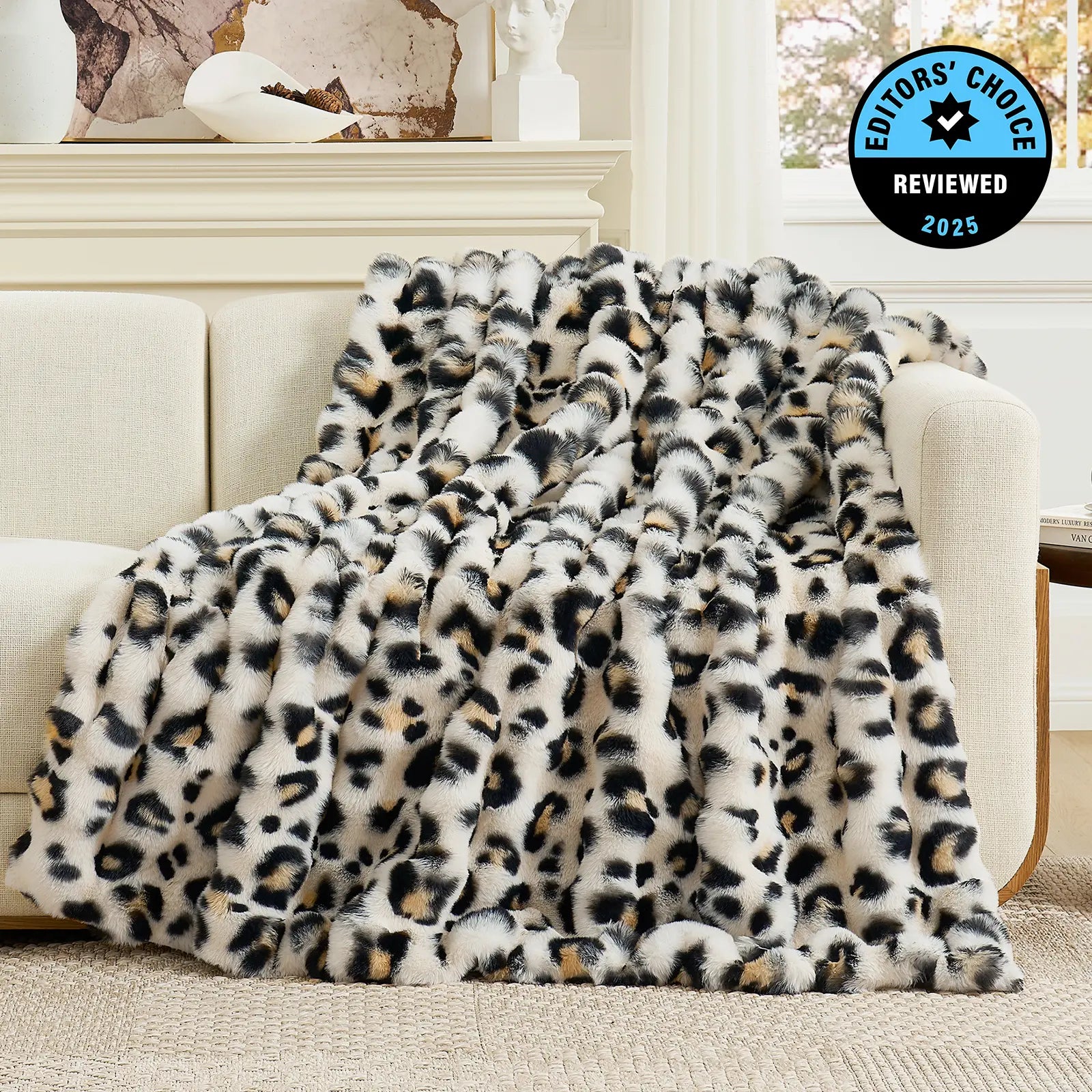 Cozy Bliss Faux Rabbit Fur Bubble Throw Blanket  