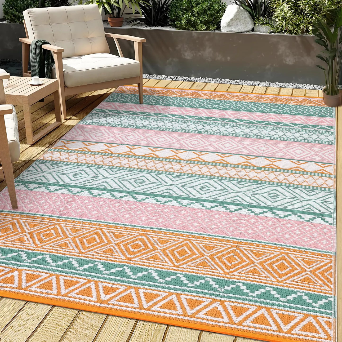 Garvee Waterproof Double-Sided Outdoor Plastic Straw Rug