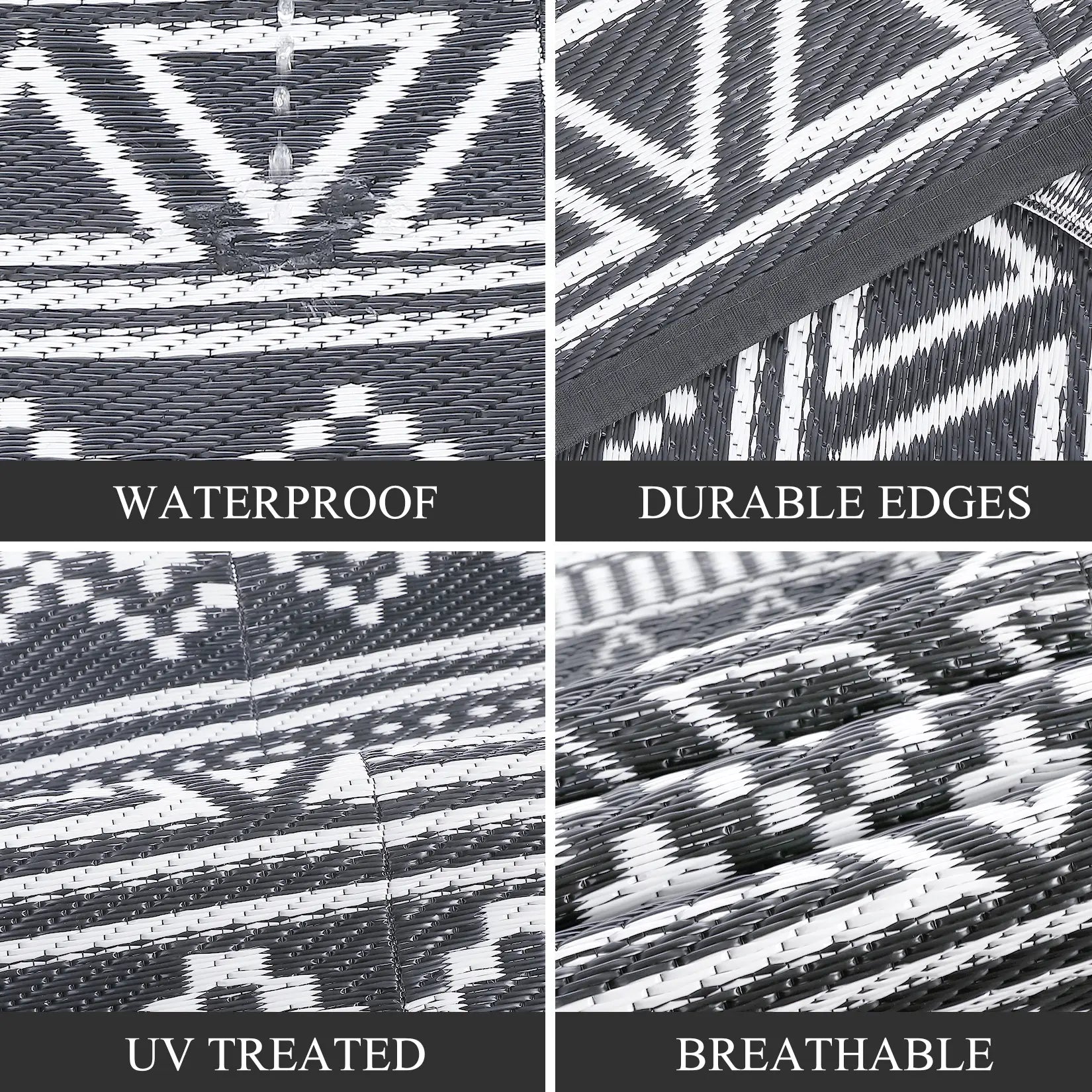 Garvee Waterproof Double-Sided Outdoor Plastic Straw Rug