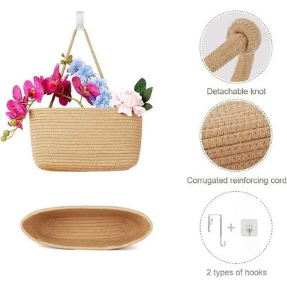 Woven Cotton 3-Tier Over-the-Door Hanging Storage Baskets