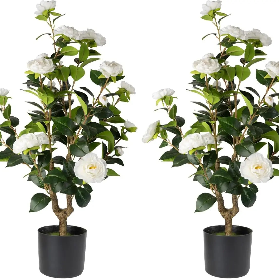 Artificial Potted Camellia Flowering Trees (2-Pack)