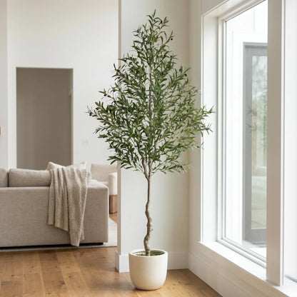 Tall Realistic Floor-Standing Artificial Olive Tree