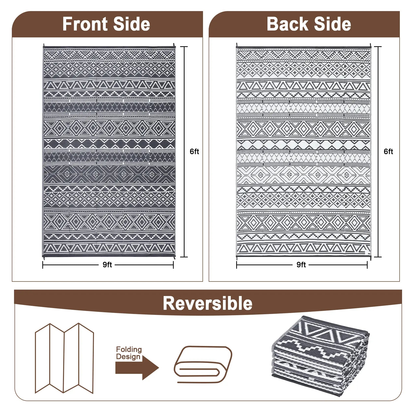 Garvee Waterproof Double-Sided Outdoor Plastic Straw Rug