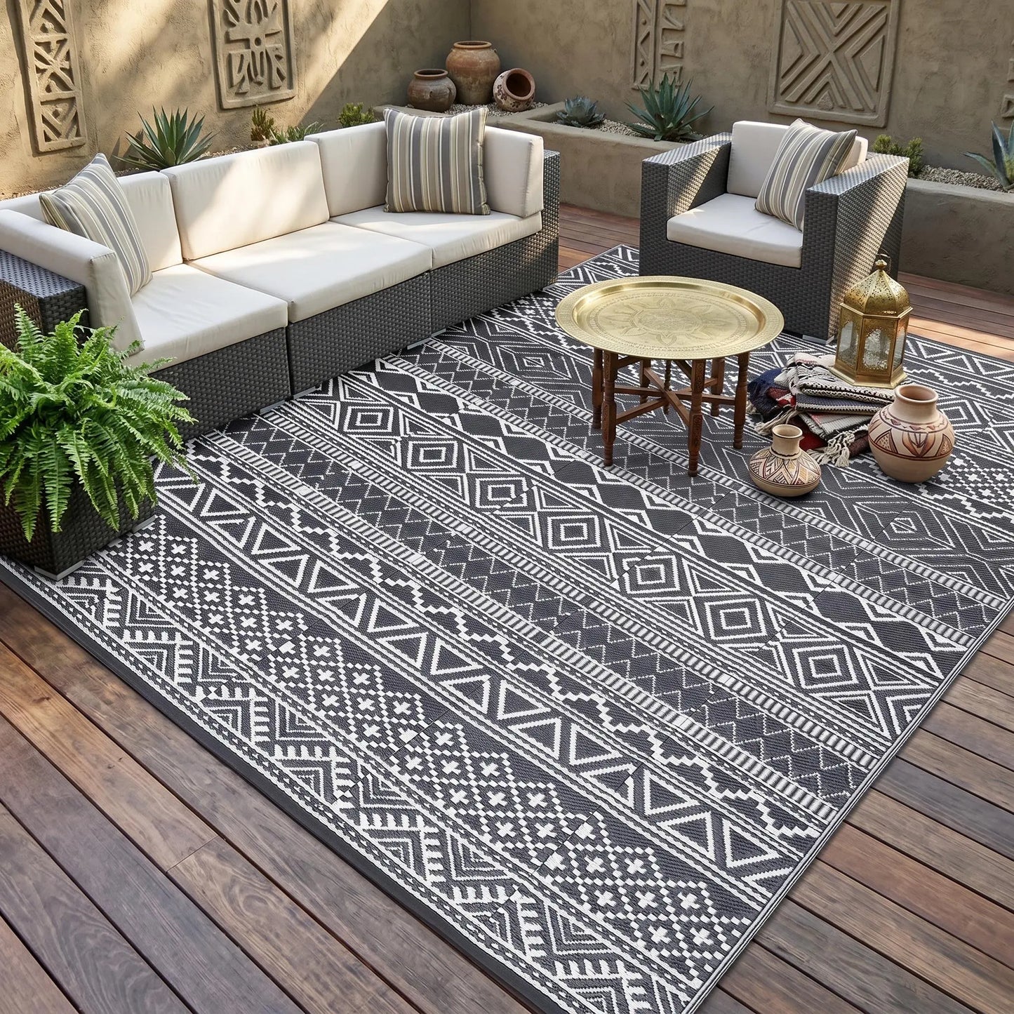 Garvee Waterproof Double-Sided Outdoor Plastic Straw Rug