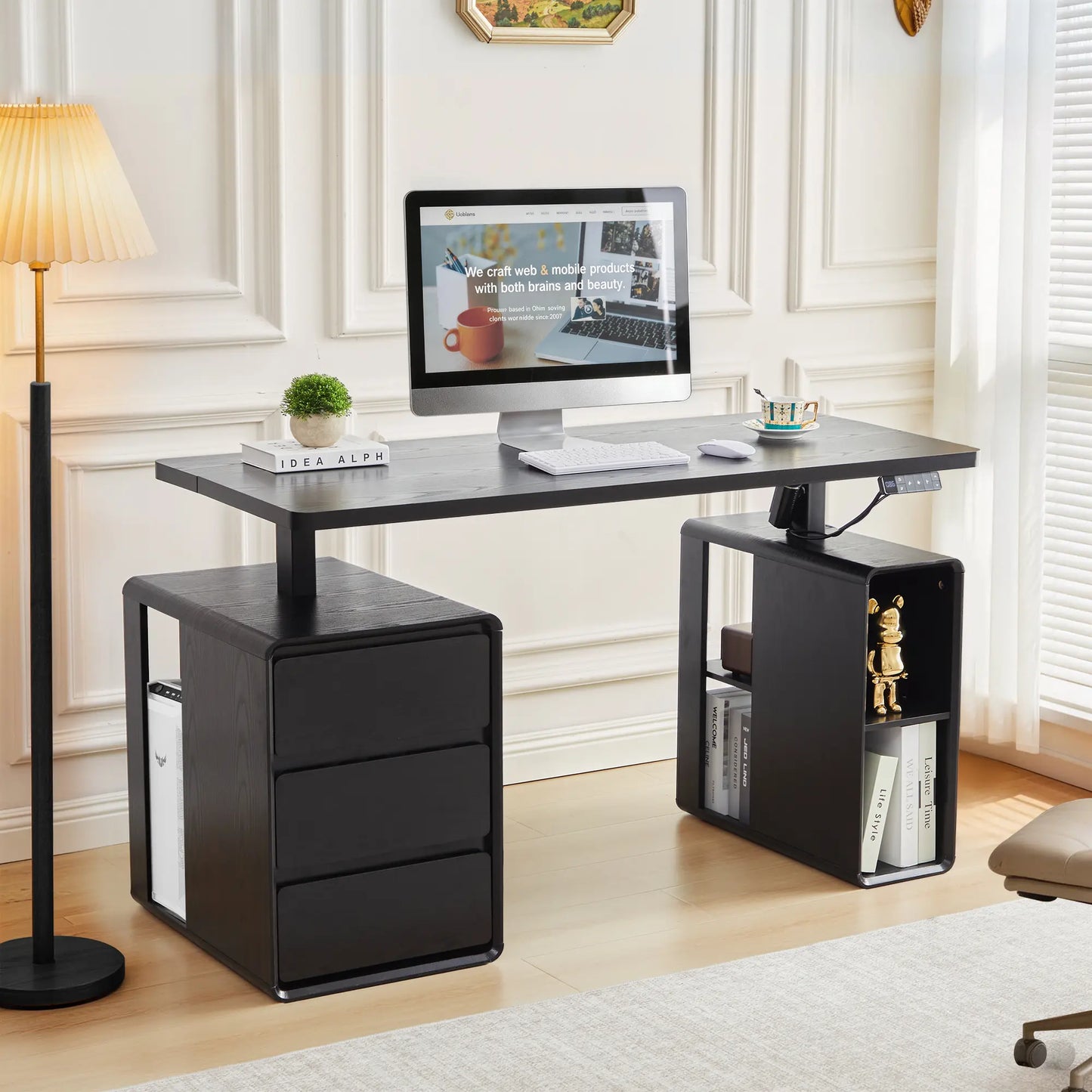 Giratree 55” Electric Standing Desk with 3 Drawers
