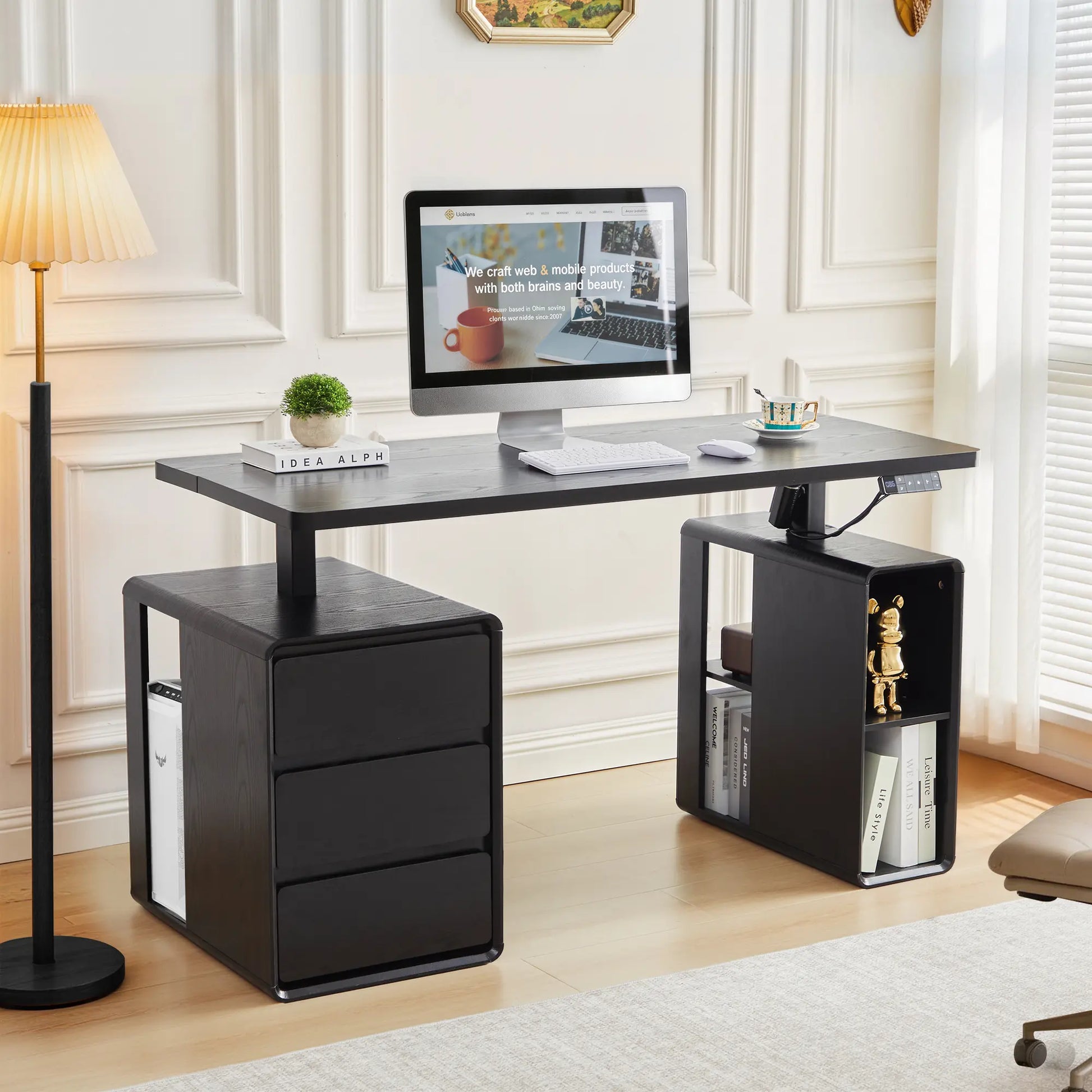 Giratree 55” Electric Standing Desk with 3 Drawers