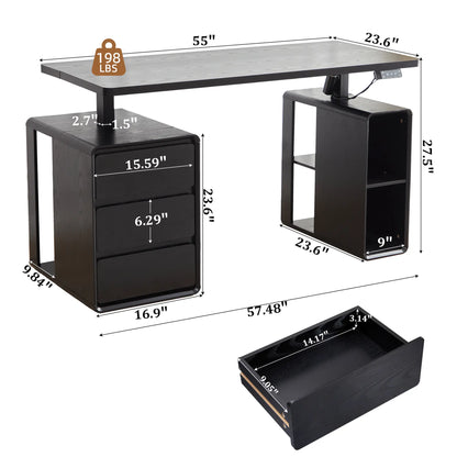 Giratree 55” Electric Standing Desk with 3 Drawers