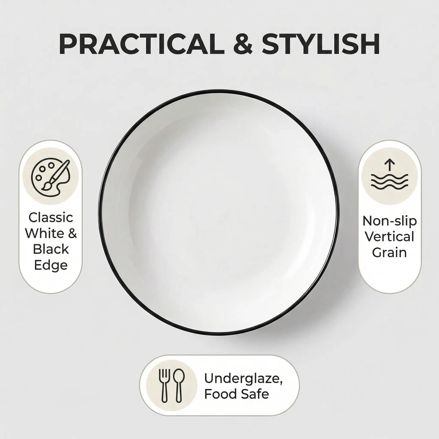 Minimalist Fluted Ceramic Dinner Plates (Set of 6)