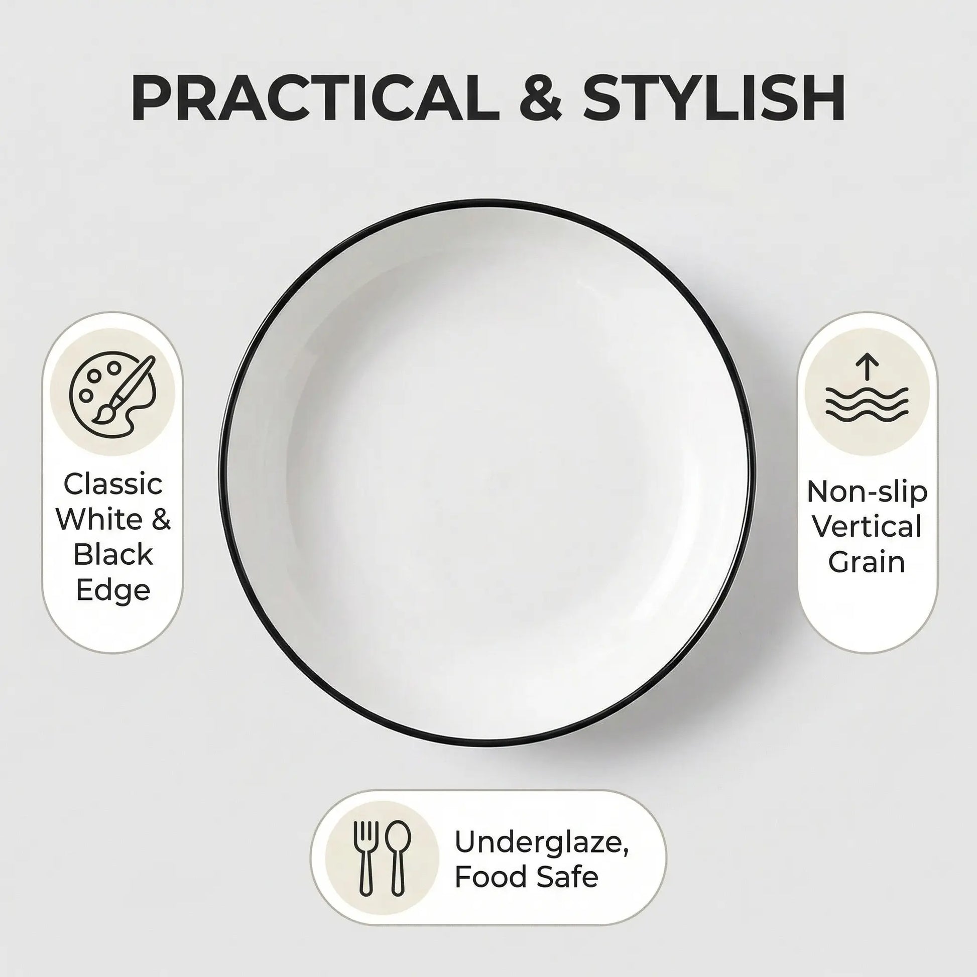 Minimalist Fluted Ceramic Dinner Plates (Set of 6)