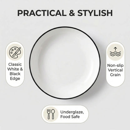 Minimalist Fluted Ceramic Dinner Plates (Set of 6)