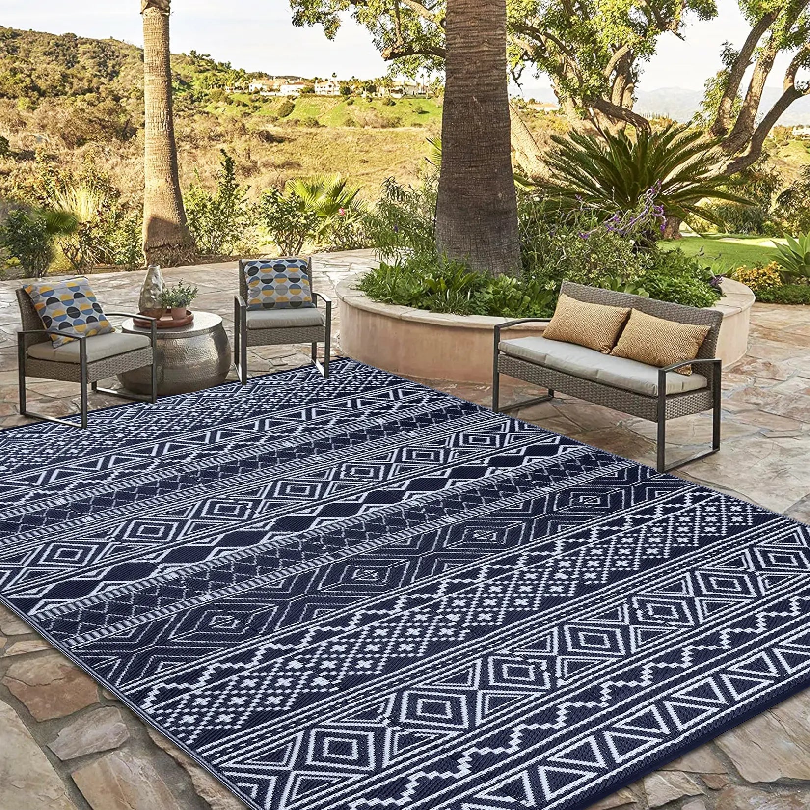 Garvee Waterproof Double-Sided Outdoor Plastic Straw Rug