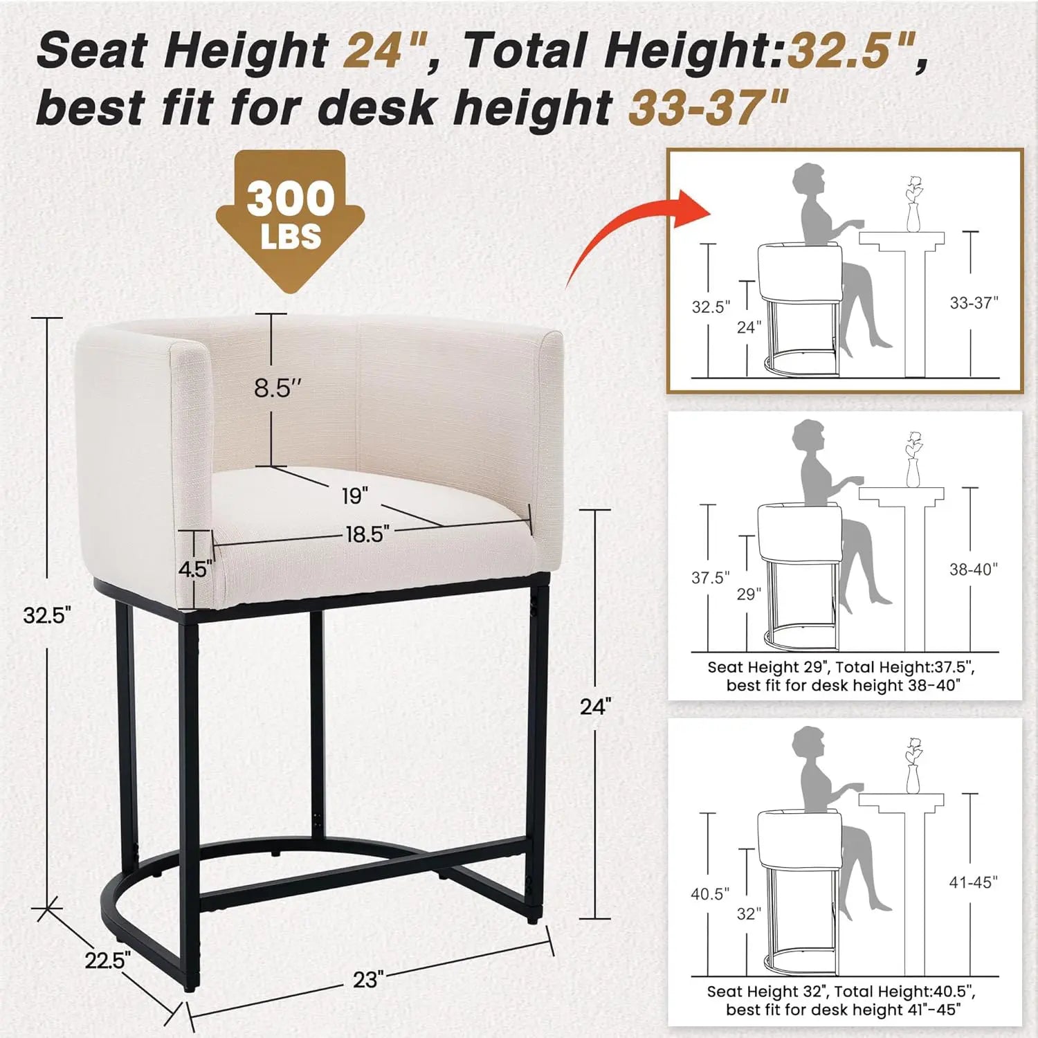 HNY Modern Linen Upholstered 24" Counter Stool  11. Dinner Plates
