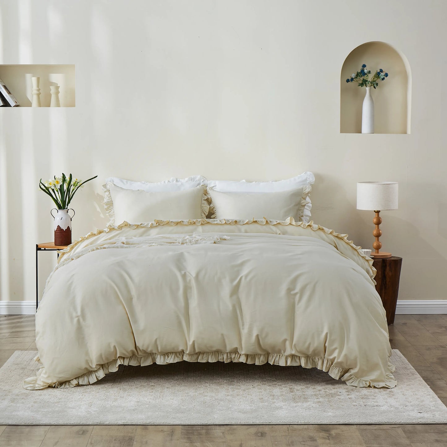 Simple & Opulence Organic Cotton Ruffle Duvet Cover Set