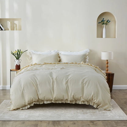 Simple & Opulence Organic Cotton Ruffle Duvet Cover Set