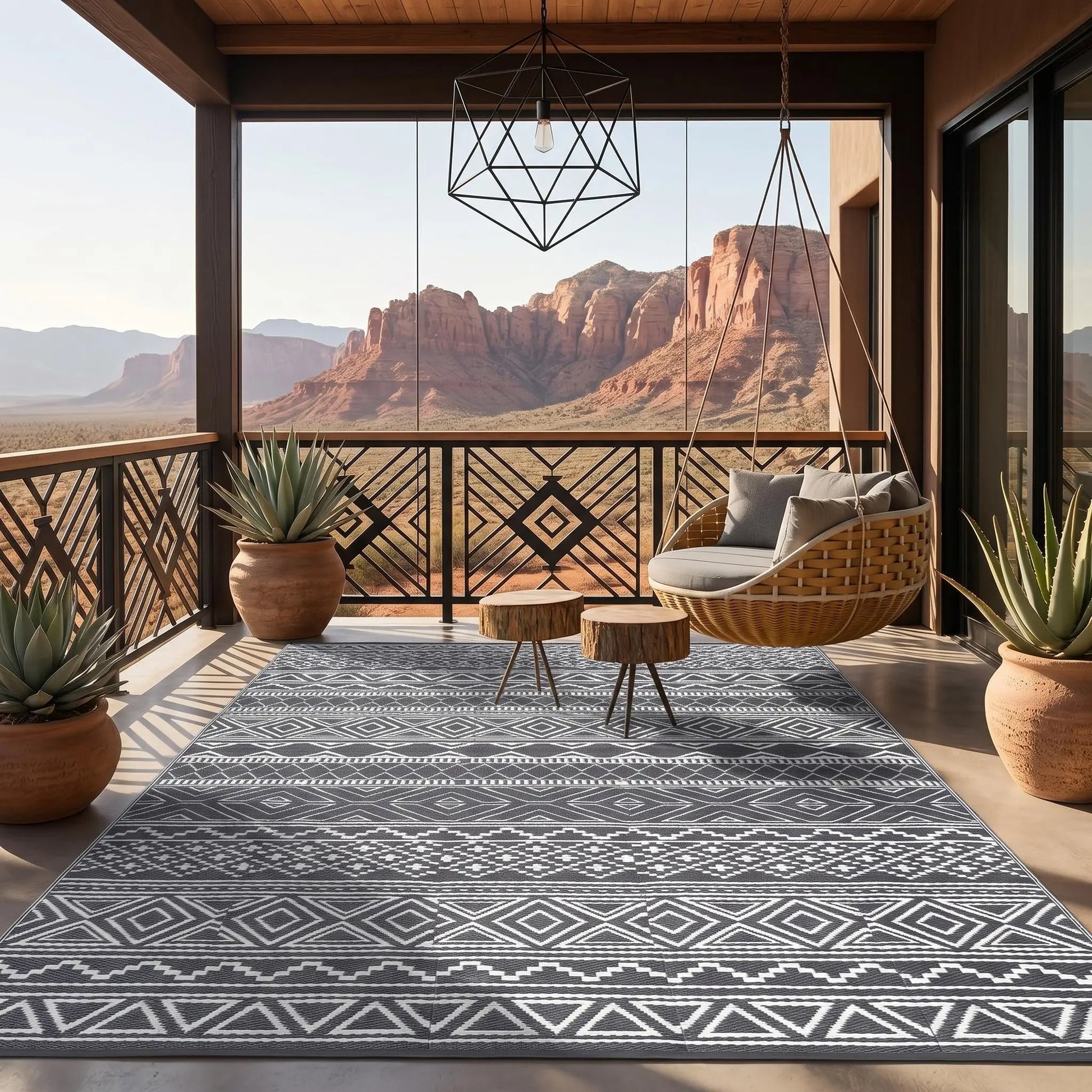 Garvee Waterproof Double-Sided Outdoor Plastic Straw Rug