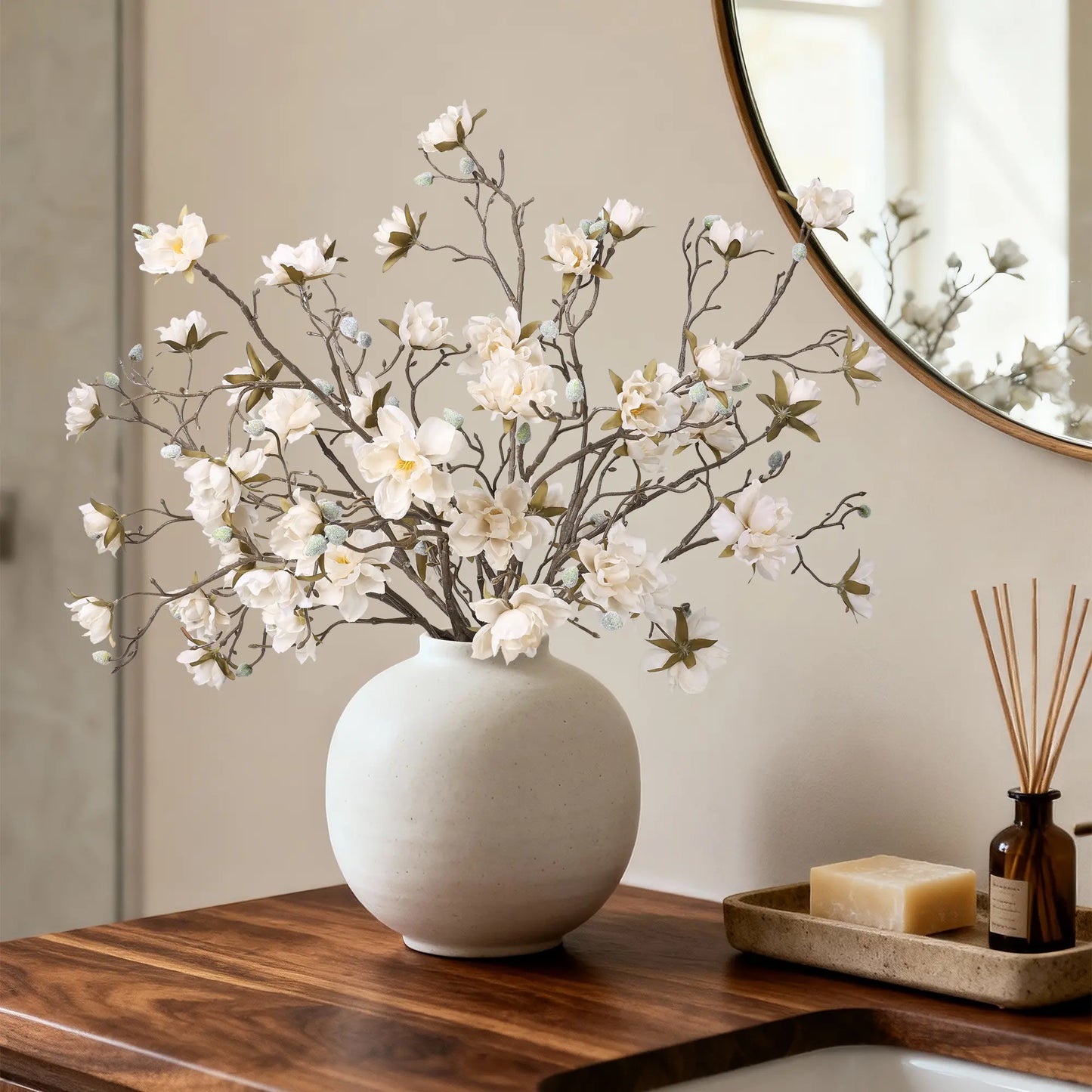 Ivydale Artificial Magnolia Flower Stems (3-Piece)