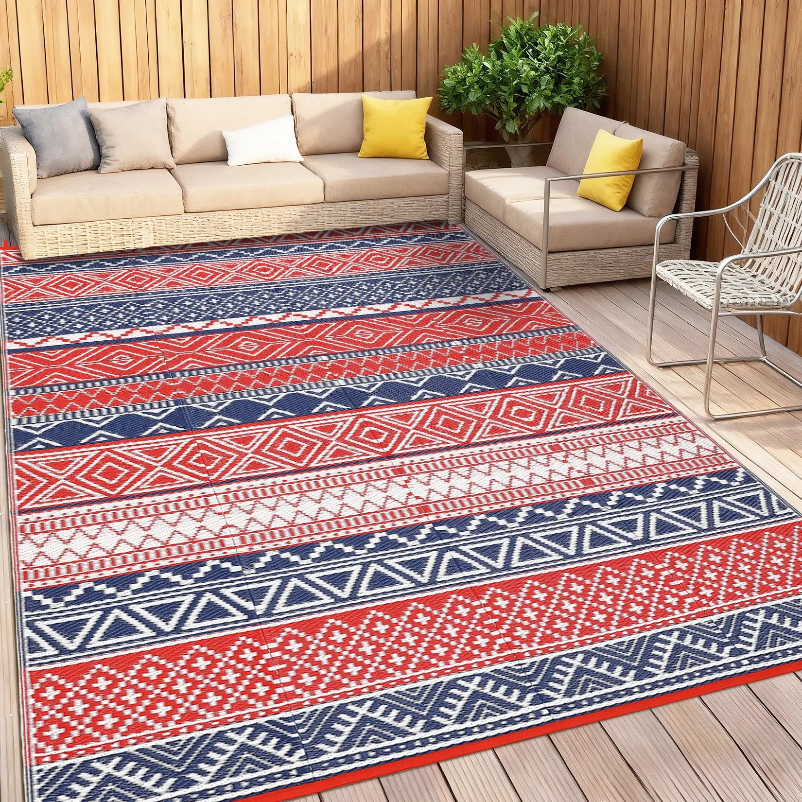 Garvee Waterproof Double-Sided Outdoor Plastic Straw Rug