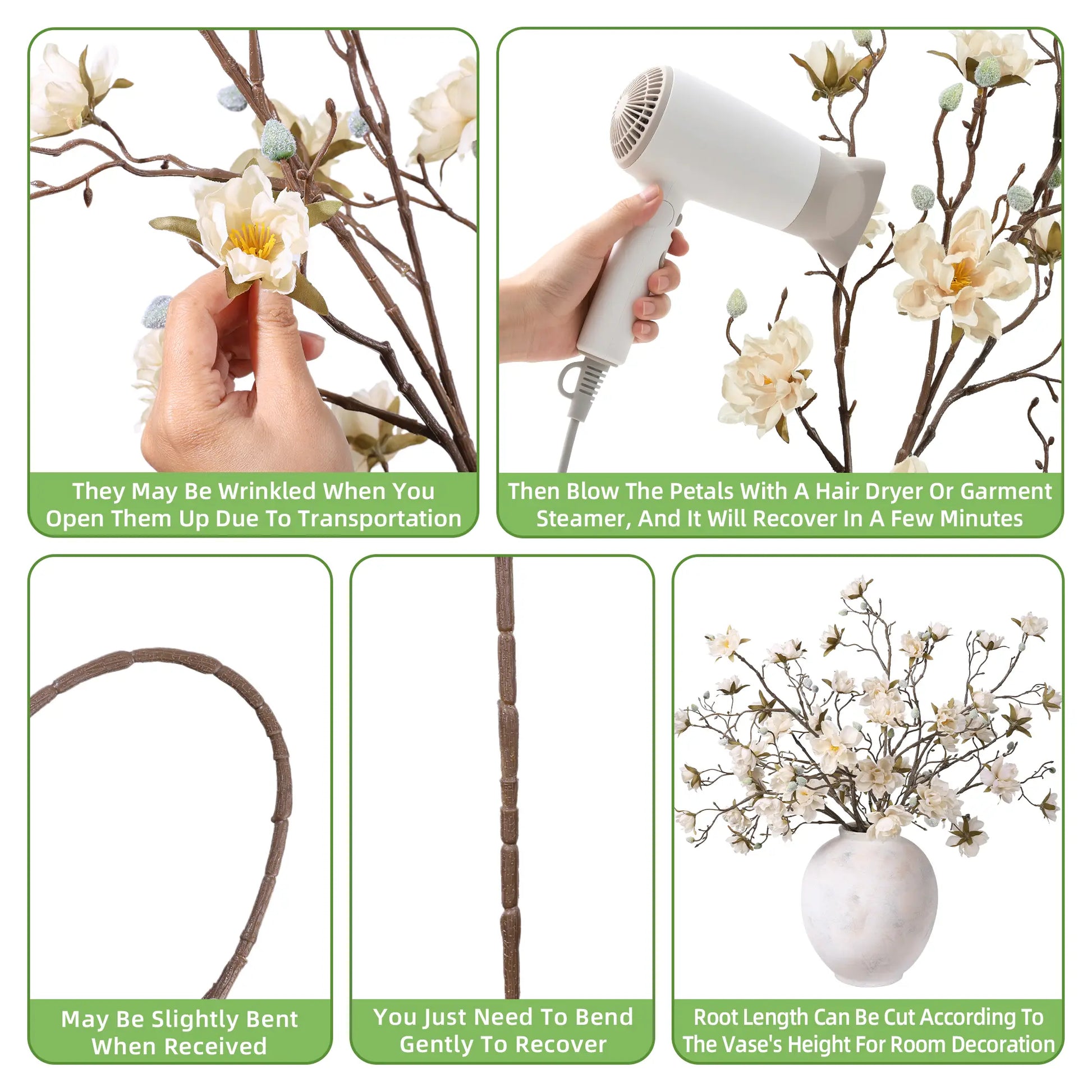 Ivydale Artificial Magnolia Flower Stems (3-Piece)