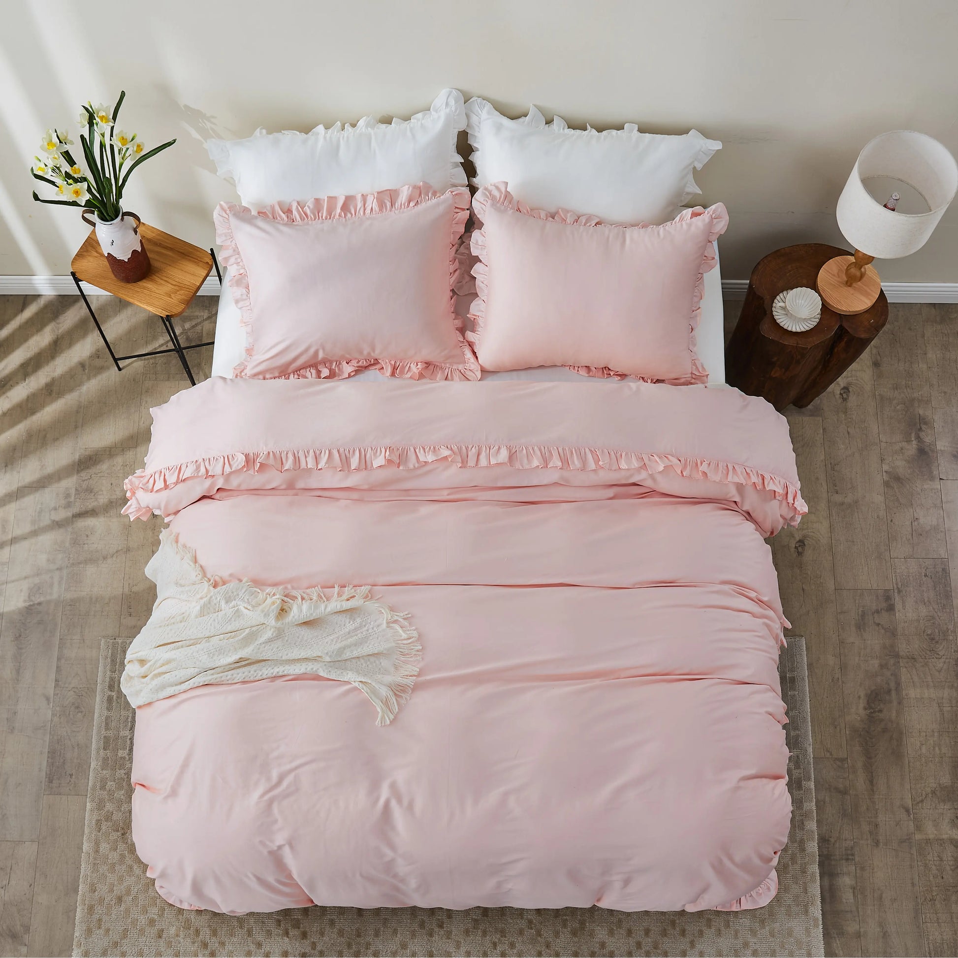 Simple & Opulence Organic Cotton Ruffle Duvet Cover Set