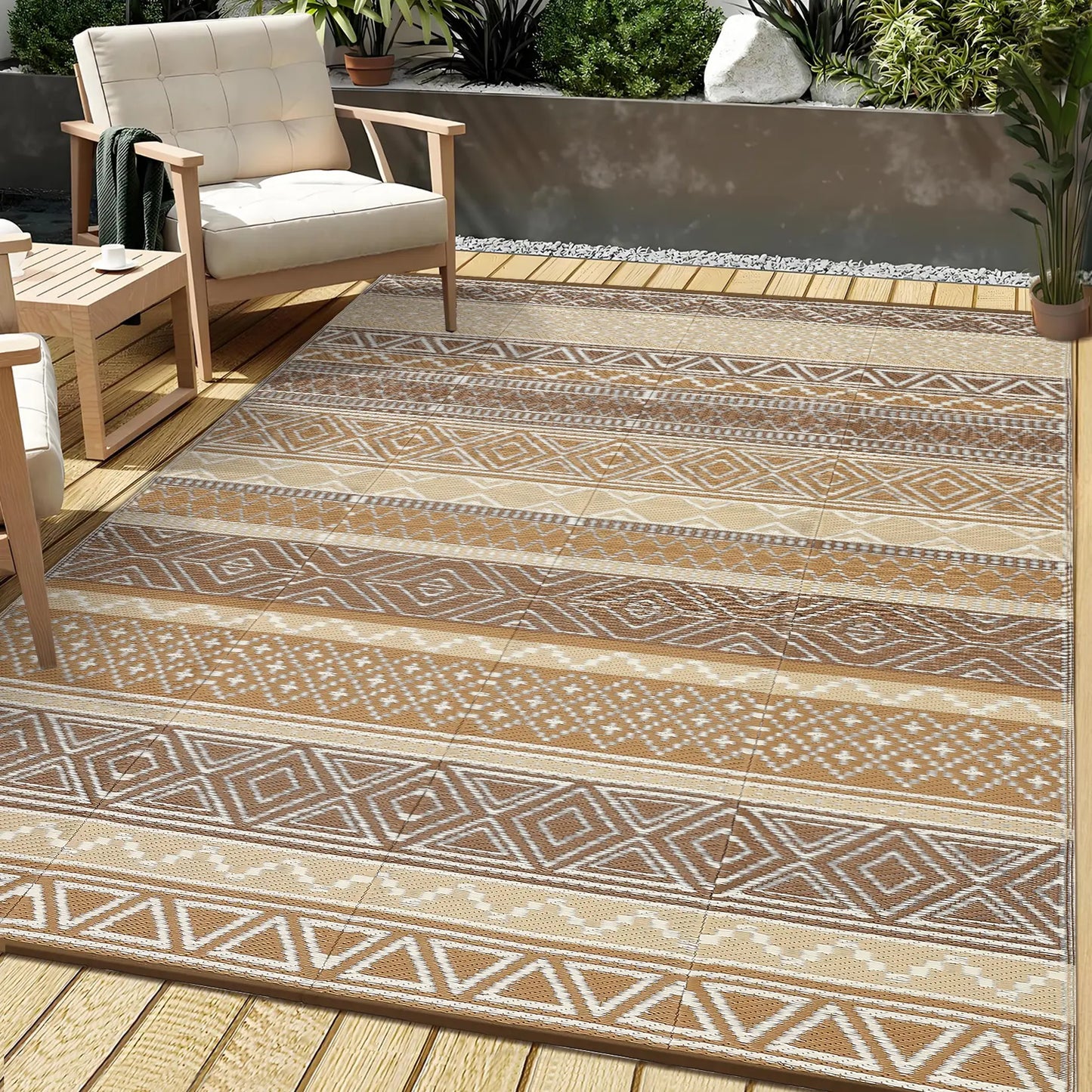 Garvee Waterproof Double-Sided Outdoor Plastic Straw Rug
