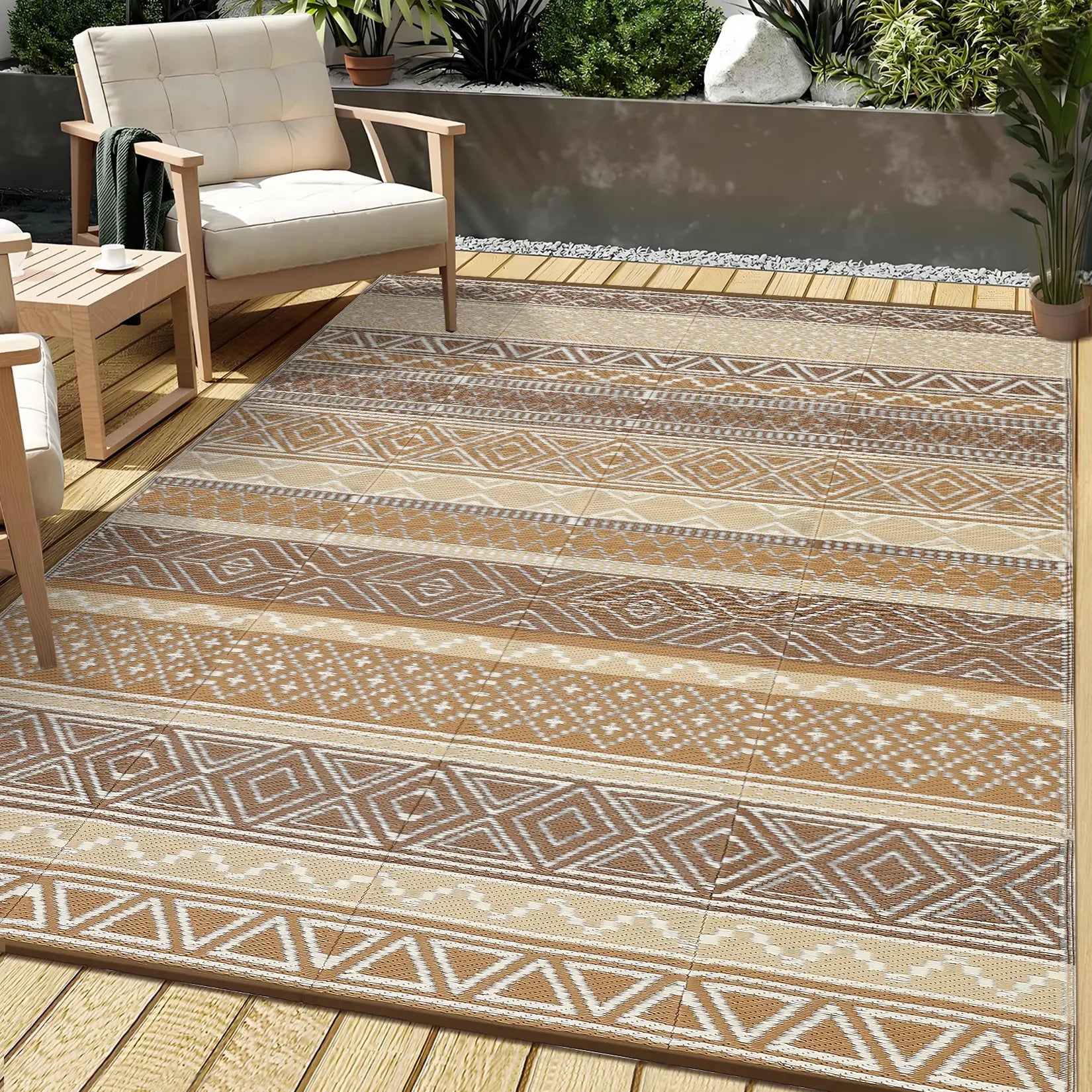 Garvee Waterproof Double-Sided Outdoor Plastic Straw Rug