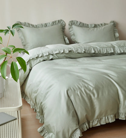 Simple & Opulence Organic Cotton Ruffle Duvet Cover Set