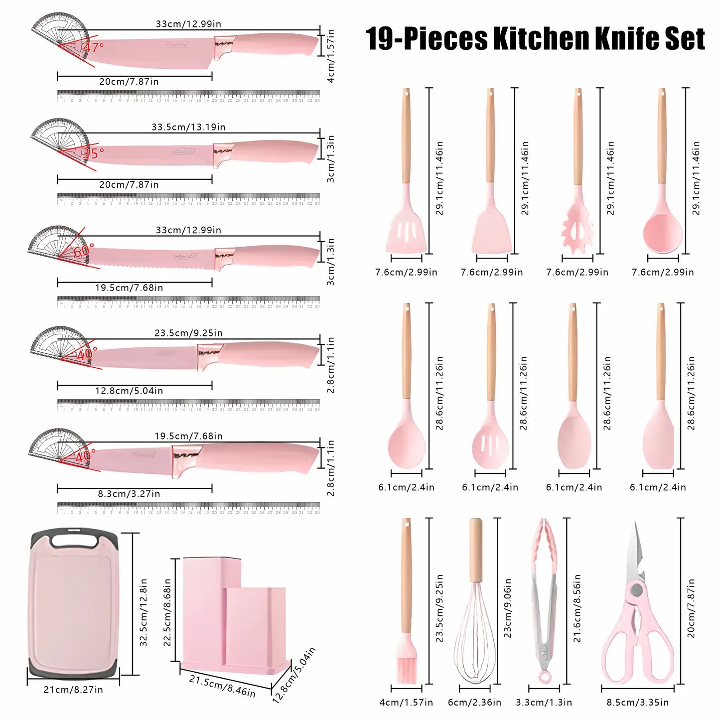 19-Piece High-Carbon Stainless Steel Kitchen Utensils Set