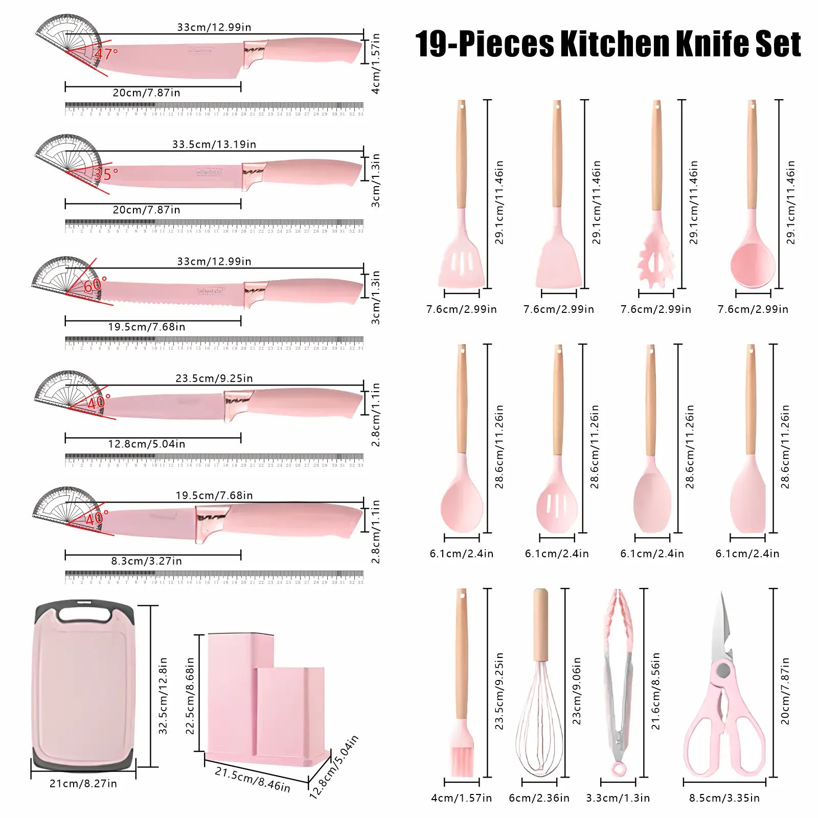 19-Piece High-Carbon Stainless Steel Kitchen Utensils Set