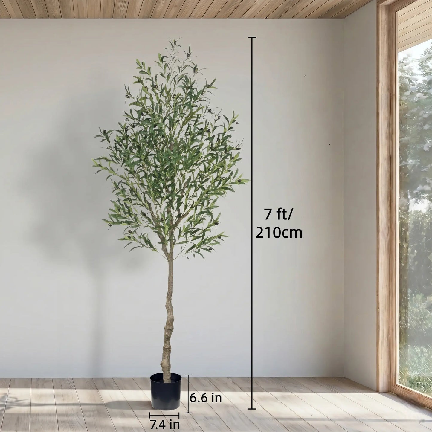 Tall Realistic Floor-Standing Artificial Olive Tree
