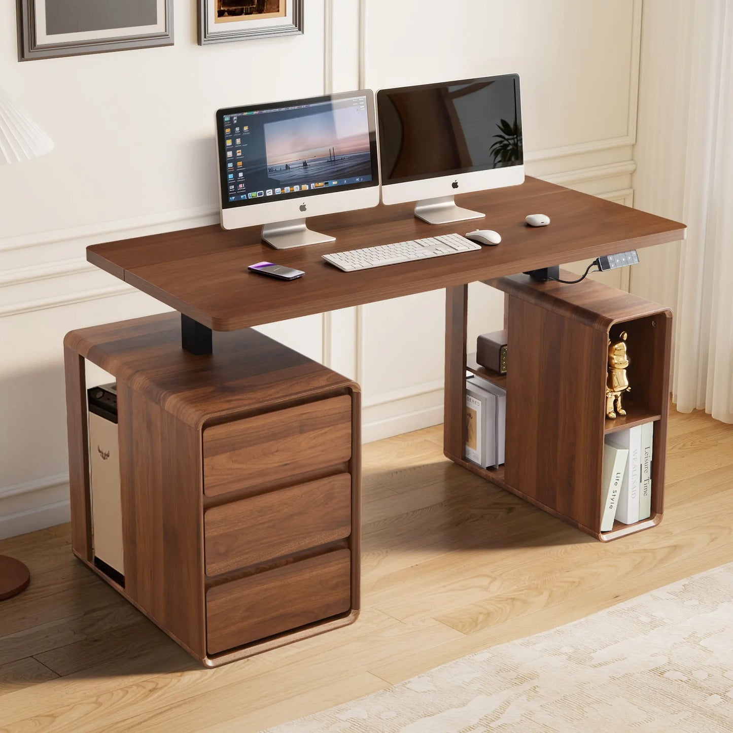Giratree 55” Electric Standing Desk with 3 Drawers