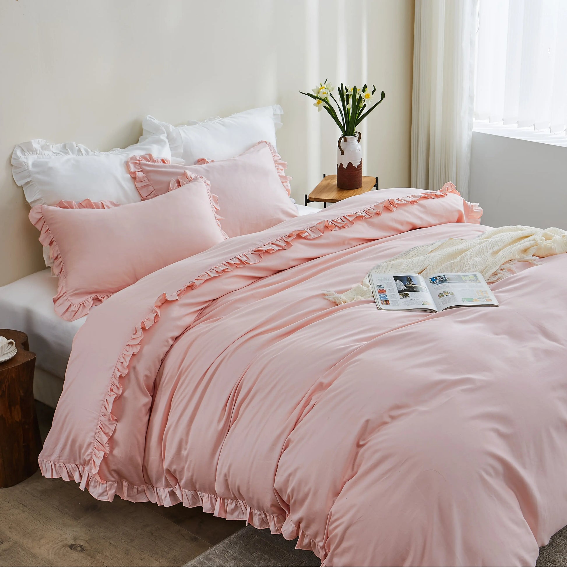 Simple & Opulence Organic Cotton Ruffle Duvet Cover Set