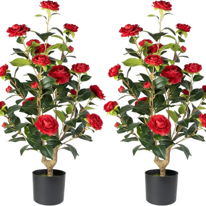 Artificial Potted Camellia Flowering Trees (2-Pack)