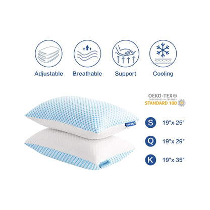 Easeland Adjustable Cooling Bed Pillows – 2-Pack