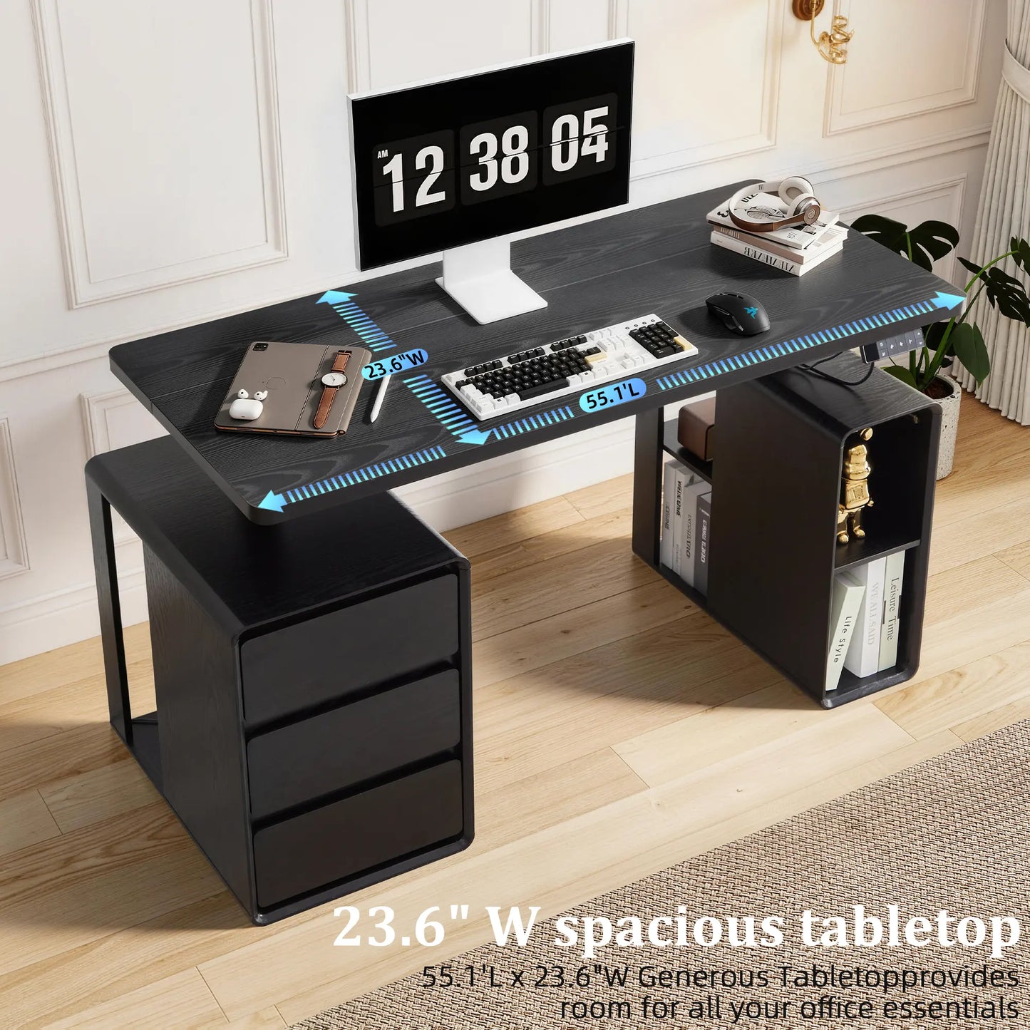 Giratree 55” Electric Standing Desk with 3 Drawers