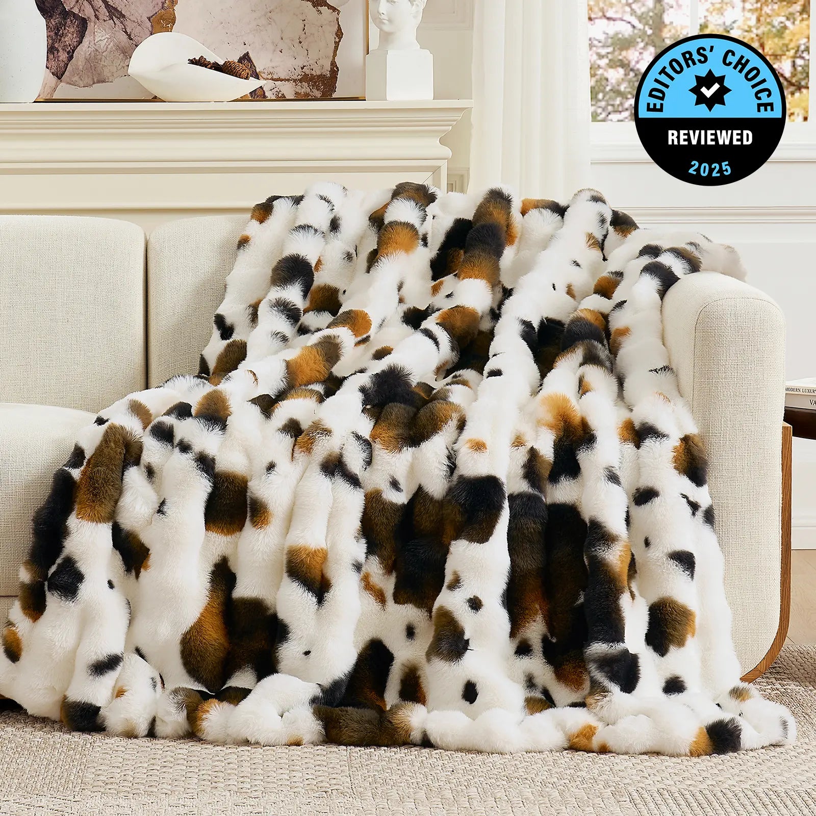 Cozy Bliss Faux Rabbit Fur Bubble Throw Blanket  