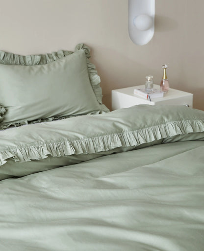 Simple & Opulence Organic Cotton Ruffle Duvet Cover Set
