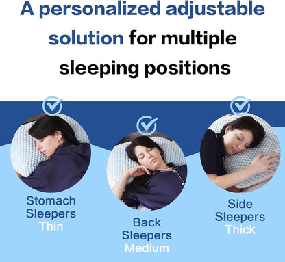 Easeland Adjustable Cooling Bed Pillows – 2-Pack