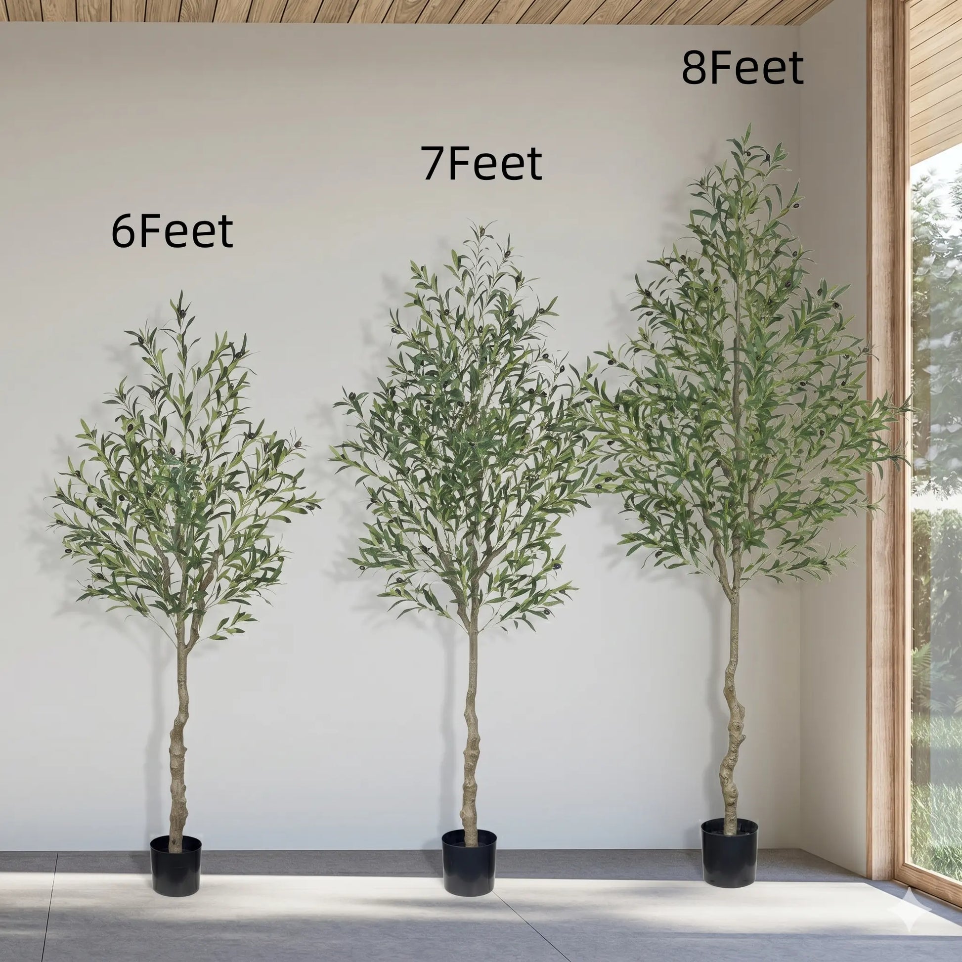 Tall Realistic Floor-Standing Artificial Olive Tree