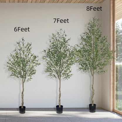 Tall Realistic Floor-Standing Artificial Olive Tree