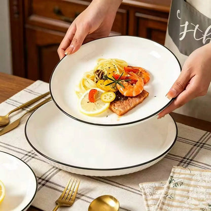 Minimalist Fluted Ceramic Dinner Plates (Set of 6)