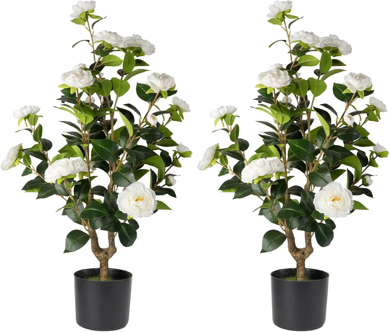 Artificial Potted Camellia Flowering Trees (2-Pack)