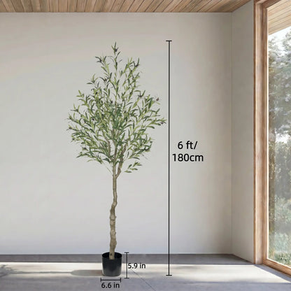 Tall Realistic Floor-Standing Artificial Olive Tree