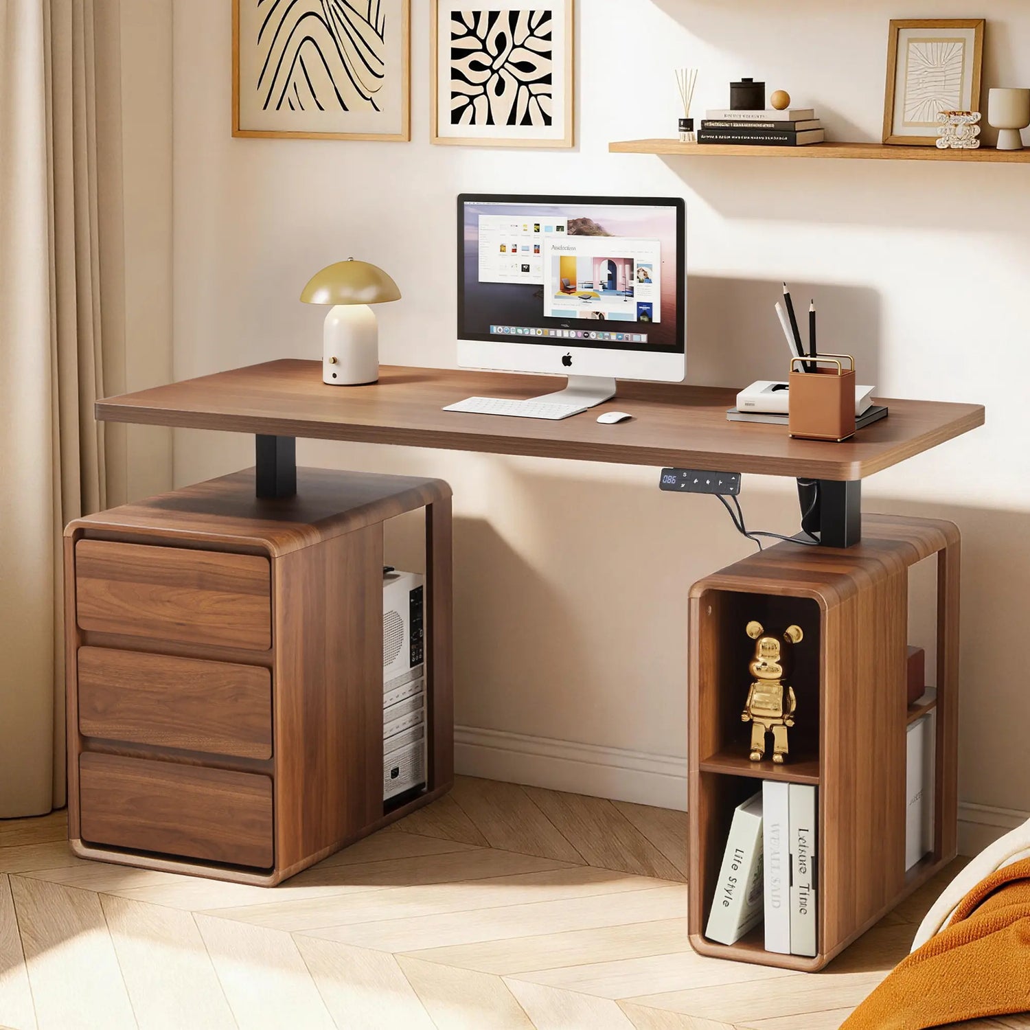 Giratree 55” Electric Standing Desk with 3 Drawers