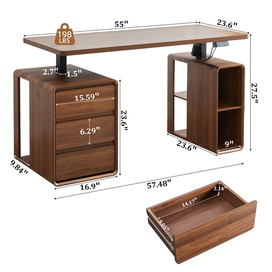 Giratree 55” Electric Standing Desk with 3 Drawers