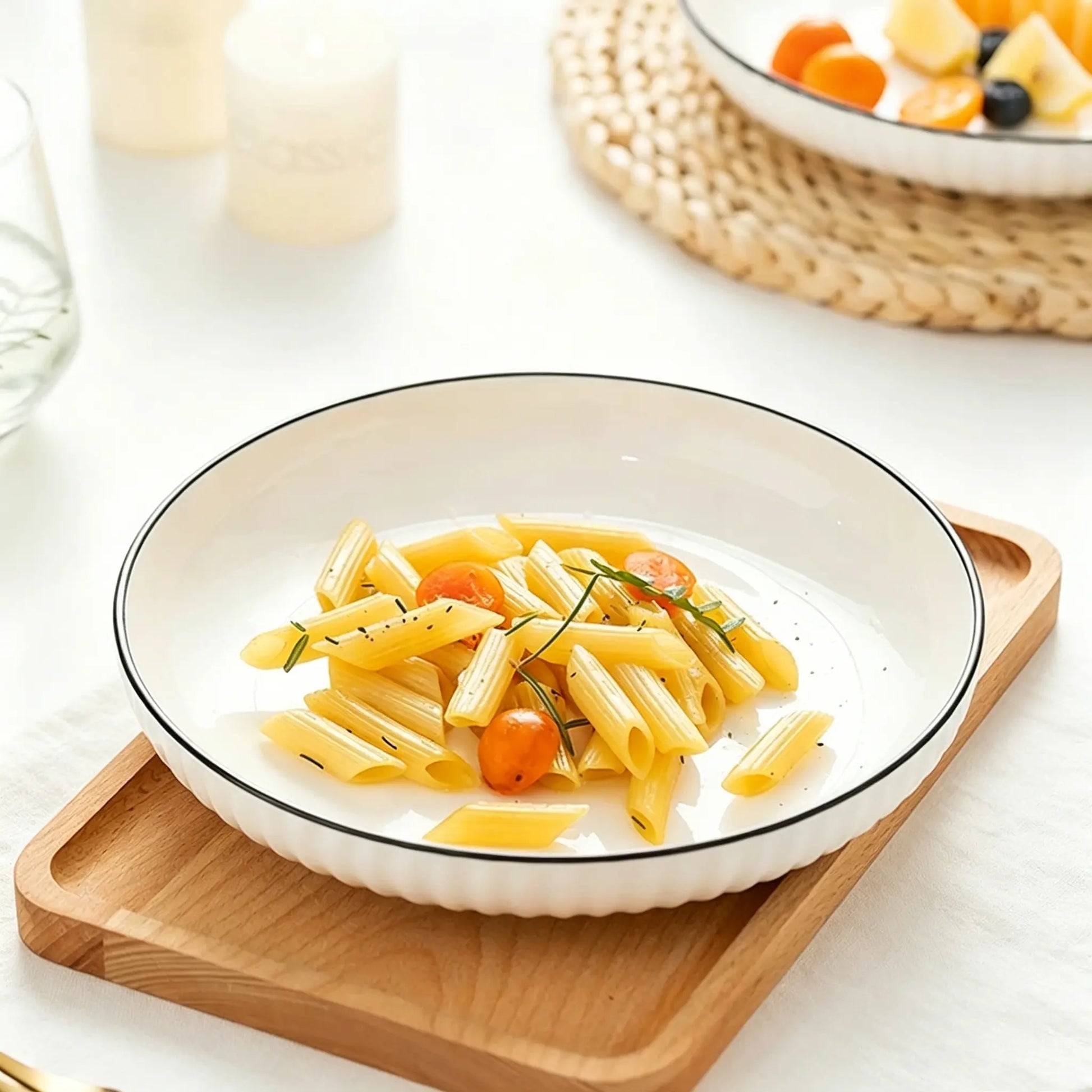 Minimalist Fluted Ceramic Dinner Plates (Set of 6)