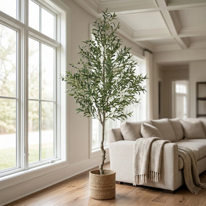 Tall Realistic Floor-Standing Artificial Olive Tree